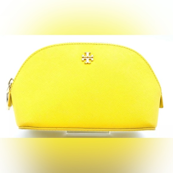 Tory Burch Yellow Leather Cosmetic Pouch/Makeup Bag/Clutch | PRELOVED!! 💛☀️💛☀️ - Picture 1 of 7